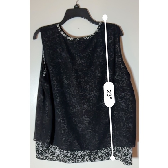 Ellen Tracy Black & White Floral Sleeveless Blouse Top Plus Size XL - Picture 7 of 12